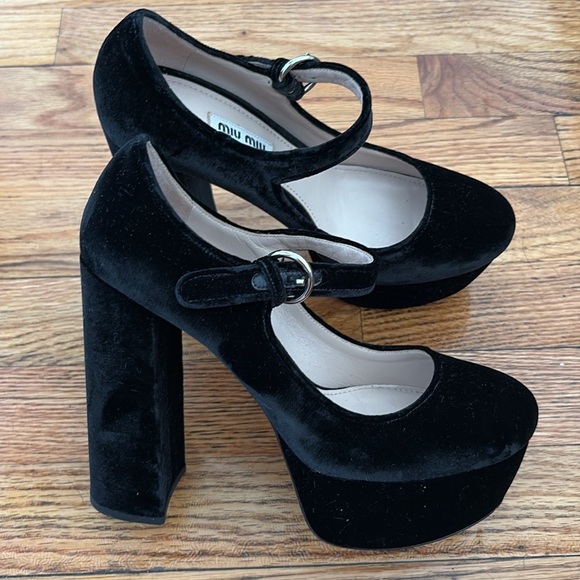 Miu Miu Velvet Platform Mary Janes 36 - Picture 12 of 12